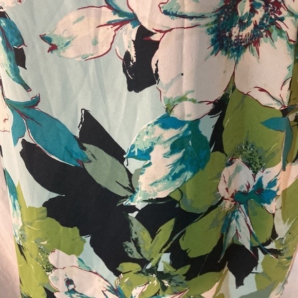 51-9 VAN HEUSEN blue green multicolor butterfly sleeve floral top L - Picture 5 of 8
